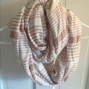 Tan stripped circle scarf
